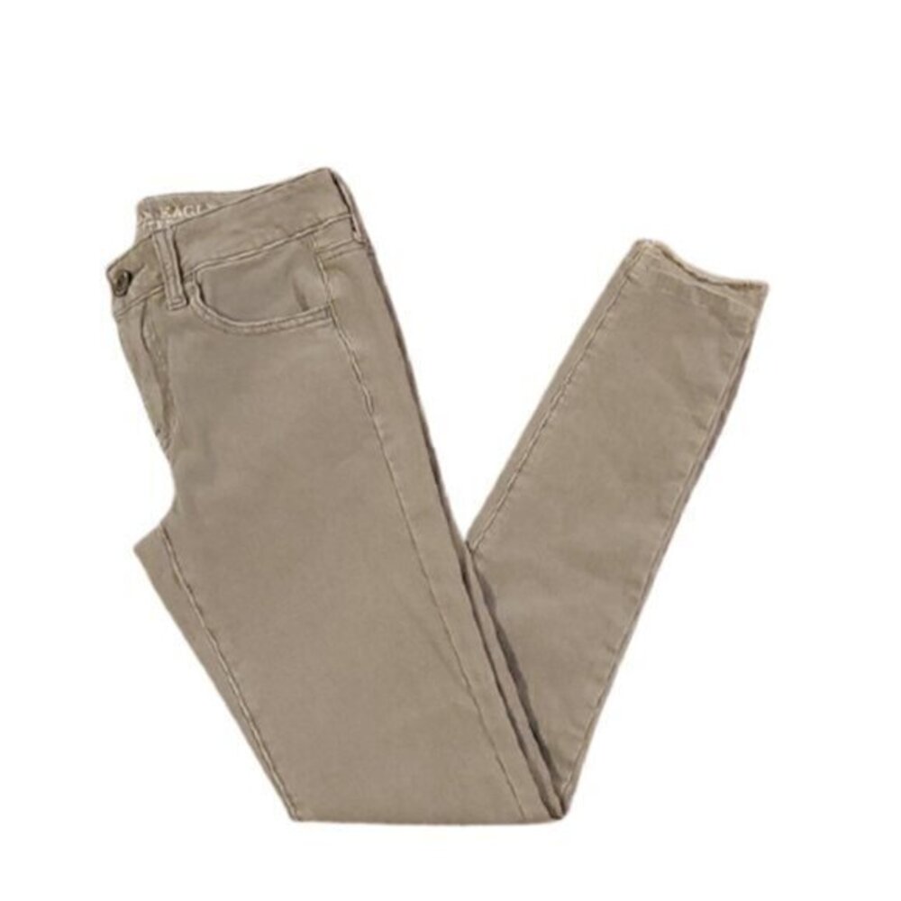 [American Eagle] Tan Mid Rise Cut Off Jeggings - Size 2R